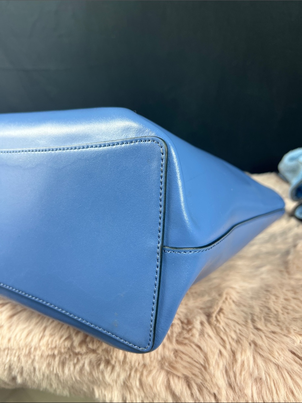 Kate Spade Breanna Smooth Leather Tote Cornflower Blue Large Shoulder Bag | COA - Picture 11 of 13